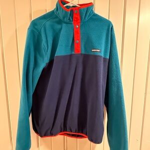 Lands' End Teal Fleece with Red Trim